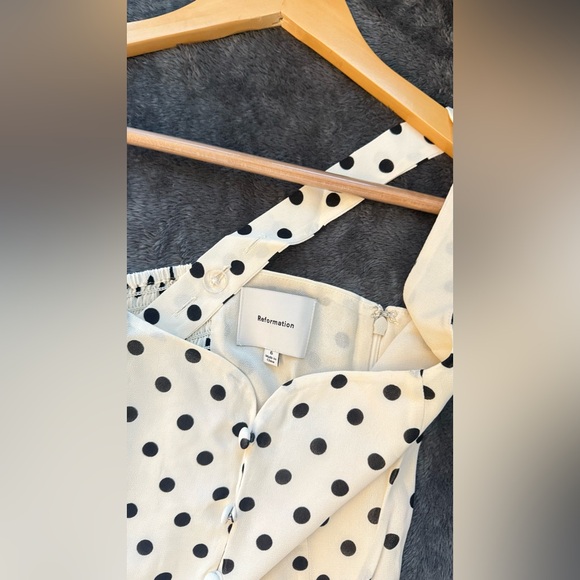Reformation Cream and Black Polka Dot Midi Dress - Picture 13 of 16